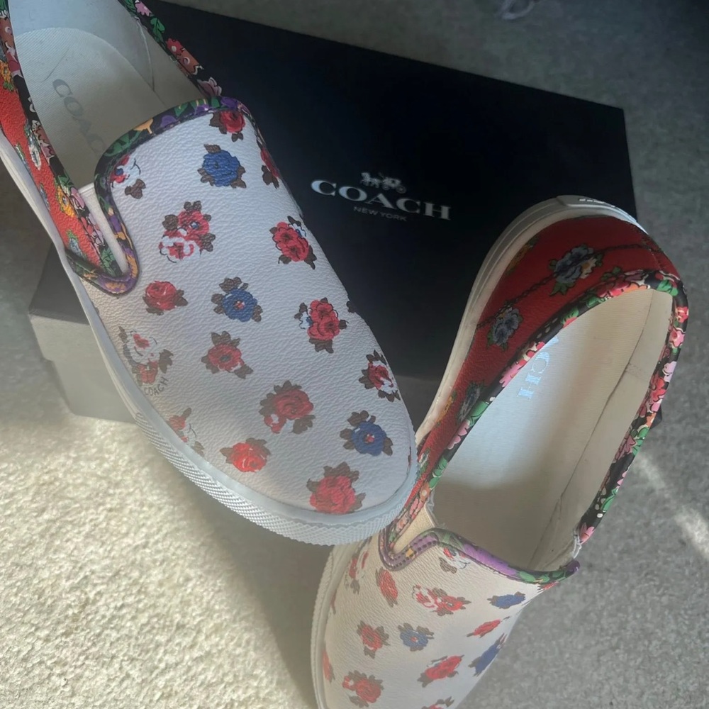 Coach Women's Floral Slip-On Sneakers - Red, White, and Blue